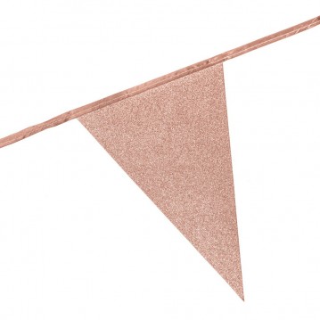 6 m. vimplar med glitter, roséguldflagga 6 m. vimplar med glitter, roséguldflagga