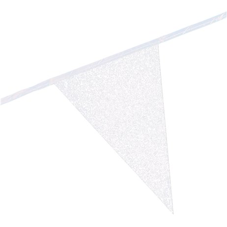 6 m. Vimplar med glitter vita flaggor