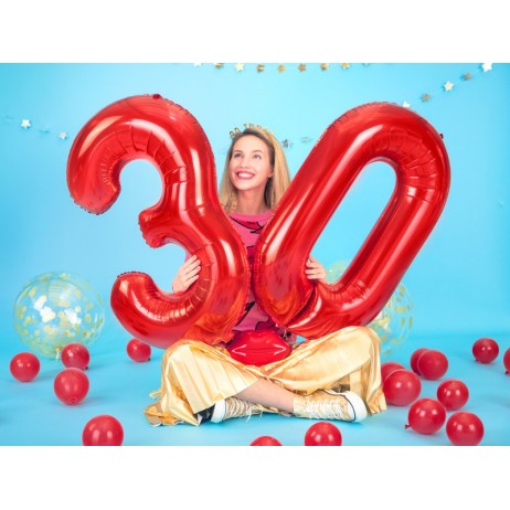 R&ouml;d siffra 0 ballong - ungef&auml;r 86 cm