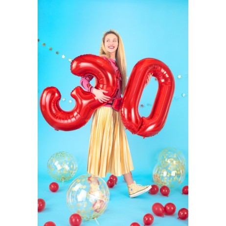 R&ouml;d siffra 0 ballong - ungef&auml;r 86 cm