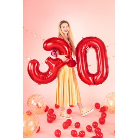R&ouml;d siffra 0 ballong - ungef&auml;r 86 cm