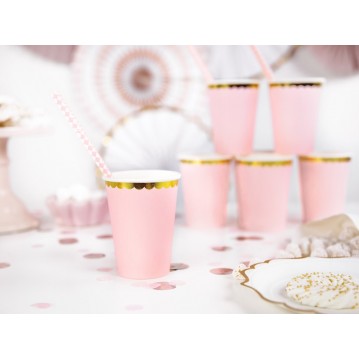 6 st Pappmuggar ljusrosa med guldkant 22cl 6 st Pappmuggar ljusrosa med guldkant 22cl