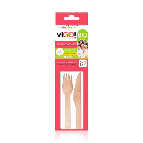 6 st Bestickset - BIO trä kniv och gafflar 6 st Bestickset - BIO trä kniv och gafflar