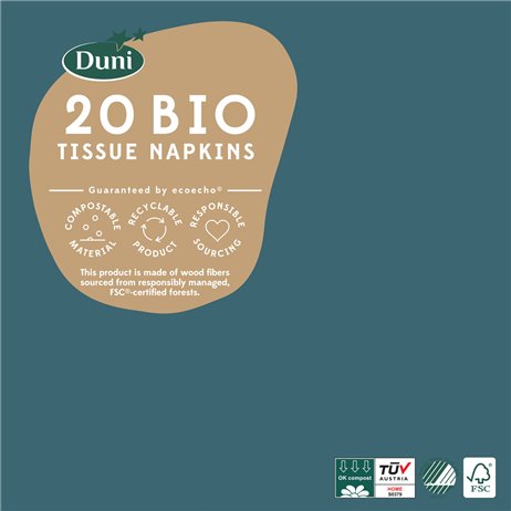 20 st. Ocean teal Duni kaffeservetter - 3 lager 20 st. Ocean teal Duni kaffeservetter - 3 lager