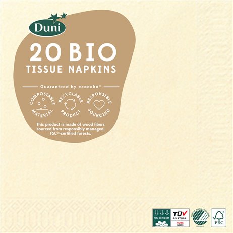 20 st. Creme Duni kaffeservetter - 3 lagers 20 st. Creme Duni kaffeservetter - 3 lagers