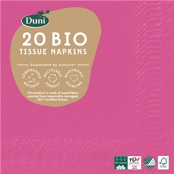 20 st. Fuchsia Duni kaffeservetter - 3 lager 20 st. Fuchsia Duni kaffeservetter - 3 lager