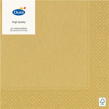20 st. Guld Metallic Duni frukostservetter - 3 lager 20 st. Guld Metallic Duni frukostservetter - 3 lager