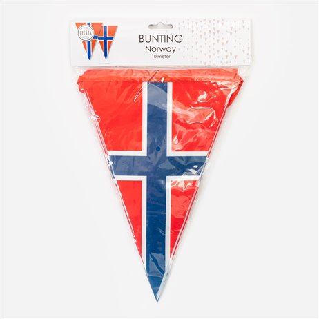 10 meter Flagggirland Norge - 15 flaggor 20x30 cm
