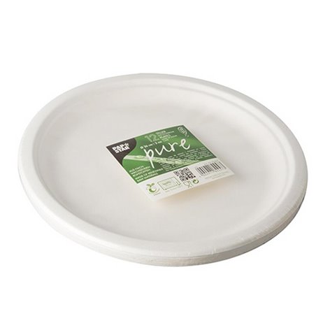 12 st Papperstallrikar vit 26 cm av ekologiskt sockerrör 12 st Papperstallrikar vit 26 cm av ekologiskt sockerrör