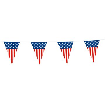 10 meter Flaggkedja USA - 15 flaggor 20x30 cm