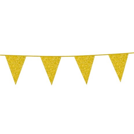 6 m. Vimplar med glitterguld XL flagga