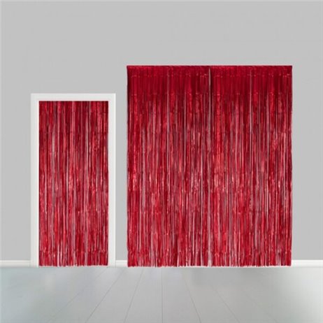 R&ouml;d lametta - d&ouml;rrgardin - 100x240cm