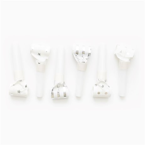 6 st Party rullar Silver design - Blowouts