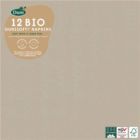 12 st Grå Dunisoft® Bio middagsservetter 12 st Grå Dunisoft® Bio middagsservetter