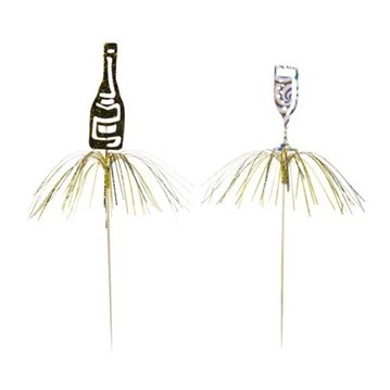 10 st Drinkspinnar Holografi - champagneflaskor och glas