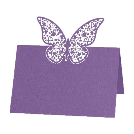 10 st. Bordskort med fjäril - pärlemor lavendel 10 st. Bordskort med fjäril - pärlemor lavendel
