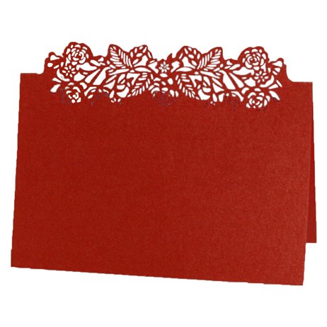 10 st. Bordskort med blommor - pärlemor röd 10 st. Bordskort med blommor - pärlemor röd