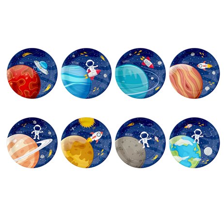 8 st Papperstallrikar Space - 18cm 8 st Papperstallrikar Space - 18cm