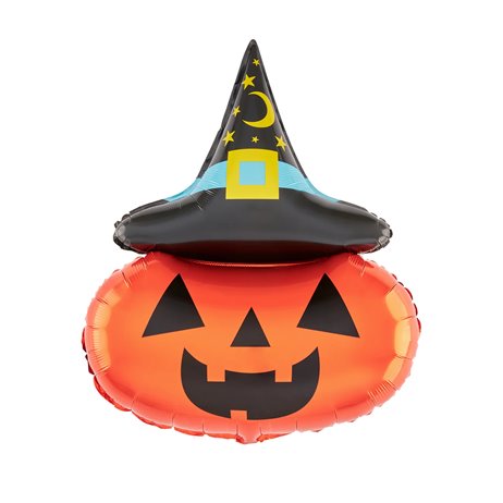 Halloween Pumpa med hatt folieballong 35" Halloween Pumpa med hatt folieballong 35"