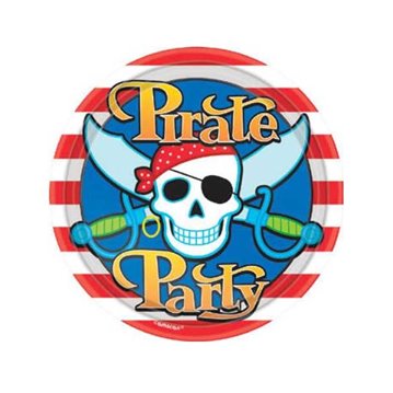 8 st Papp tallrikar Pirate Party 23 cm