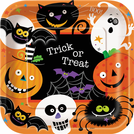 8 st Papp tallrikar kvadratisk Happy Halloween 23 cm 8 st Papp tallrikar kvadratisk Happy Halloween 23 cm