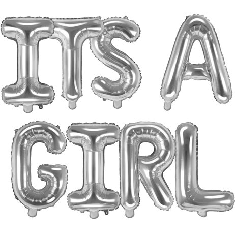 Det är en flicka - text 14" paketerad i set - silver Det är en flicka - text 14" paketerad i set - silver