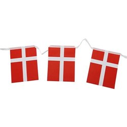 2,5 meter Flagggirlang Danmark - 8 st flaggor 20x15 cm