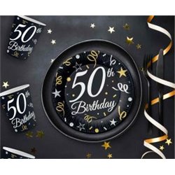 6 st Papp tallrikar 50 år Birthday - 18cm - Svart 6 st Papp tallrikar 50 år Birthday - 18cm - Svart