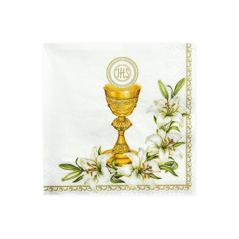 20 st. Chalice Communion - IHS guld frukostservetter 20 st. Chalice Communion - IHS guld frukostservetter