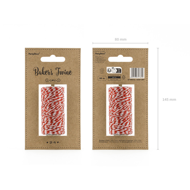 1 stk. Rød-Hvid Bomuldssnor, 50 meter Baker's Twine - Perfekt til Kreativt Håndarbejde og Dekoration 1 stk. Rød-Hvid Bomuldssnor, 50 meter Baker's Twine - Perfekt til Kreativt Håndarbejde og Dekoration