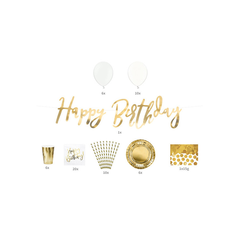 1 set F&ouml;delsedag Guld Party Box Dekorationsset - Allt du beh&ouml;ver