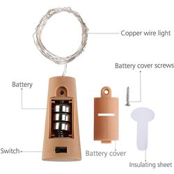Flaskelys, LED-lys i Prop med 15 varme hvide lysdioder - Fleksibel og Batteridrevet Flaskelys, LED-lys i Prop med 15 varme hvide lysdioder - Fleksibel og Batteridrevet