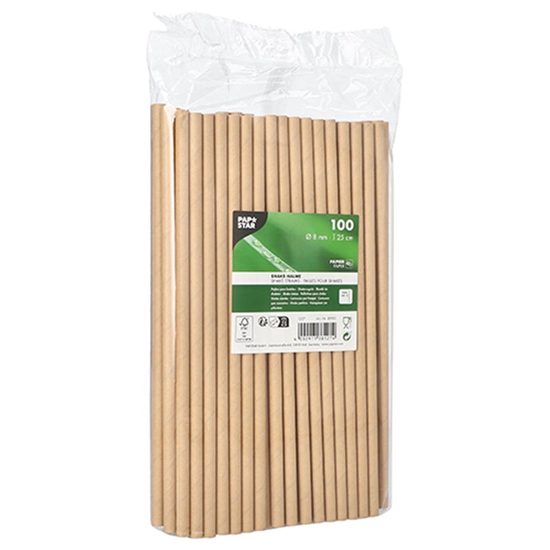 100 st Papperssugrör miljövänligt - brun Ø 8mm 25cm 100 st Papperssugrör miljövänligt - brun Ø 8mm 25cm