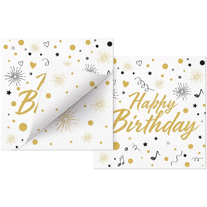 20 st. Happy Birthday frukostservetter - En vacker fin servett för födelsedagsfest 20 st. Happy Birthday frukostservetter - En vacker fin servett för födelsedagsfest