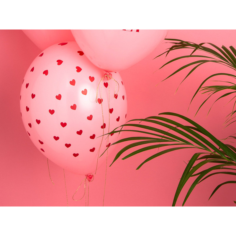 6 st. Ballonger Hjärtan Pastell Babyrosa - Starka 30 cm för Romantisk Festdekoration