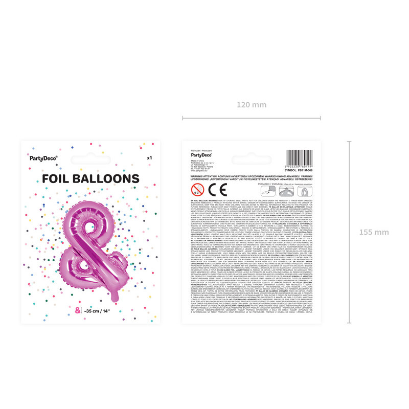 Hot pink & ballong - ca 35 cm