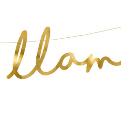 1 st. Banner Lama, spegelguld, gör-det-själv, 12,5 cm hög, 82 cm lång, inkl. 2 m guldsnöre