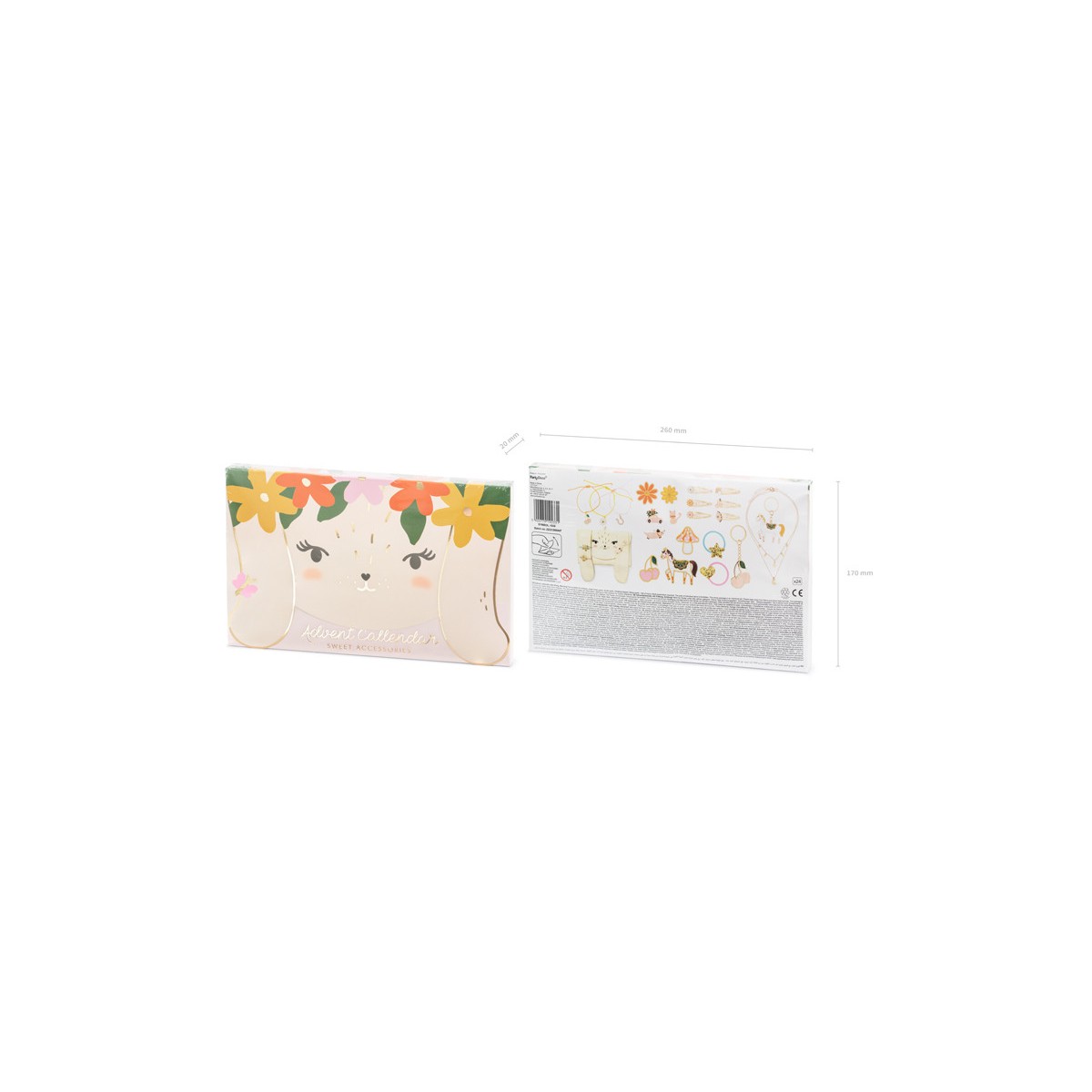 Julkalender med Kanin-Organizer mixf&auml;rgad 24x44 cm