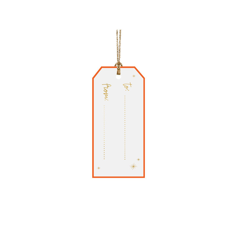 12 st. Färgrika Presentetiketter med Guldsnöre, 9x4 cm