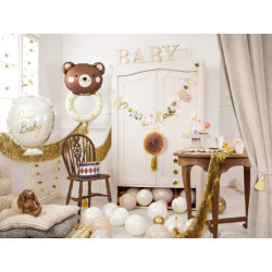 1 st. Färgglad folieballong nalle skallra, 61x88 cm för dop, födelsedag eller baby shower