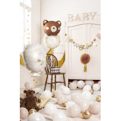 1 st. Färgglad folieballong nalle skallra, 61x88 cm för dop, födelsedag eller baby shower