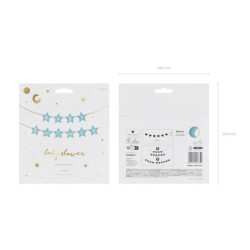 1 st. Ljusblå Baby Shower Banner med Stjärntema, 3m Lång Pappersdekoration