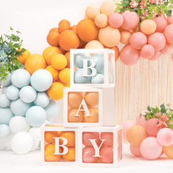 4 st. Självmonterande Baby Ballonglåda Set i Vit, 30x30 cm