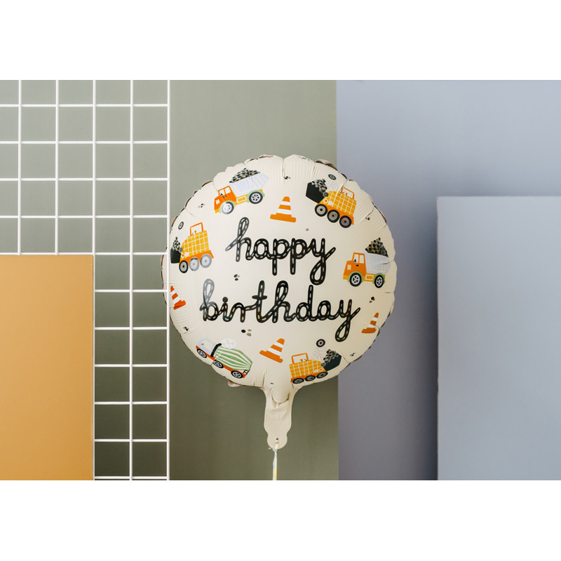 1 st. Färgglad folieballong med byggmaskiner, perfekt för barnkalas, 45 cm före uppblåsning
