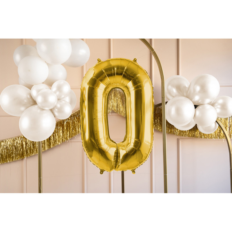 Folieballong Siffra 0 Ljusguld Satin 72 cm