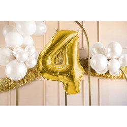 1 st folieballong siffra ''4'', ljusguld, 72 cm före uppblåsning