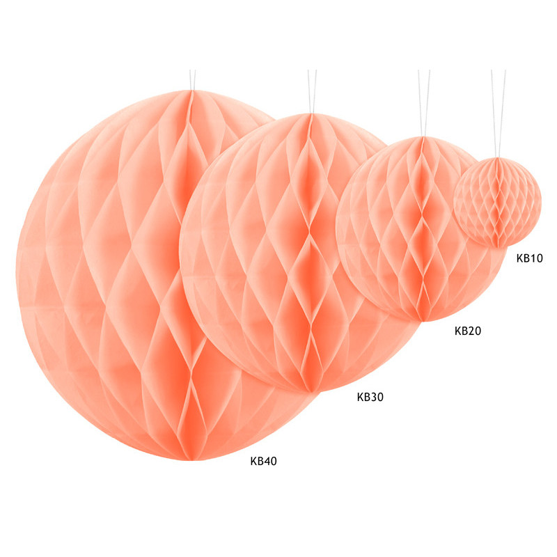 Honeycomb-boll ljus persikof&auml;rg papper 40 cm