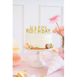 Födelsedagsljus Happy Birthday i guld perfekt till tårtan