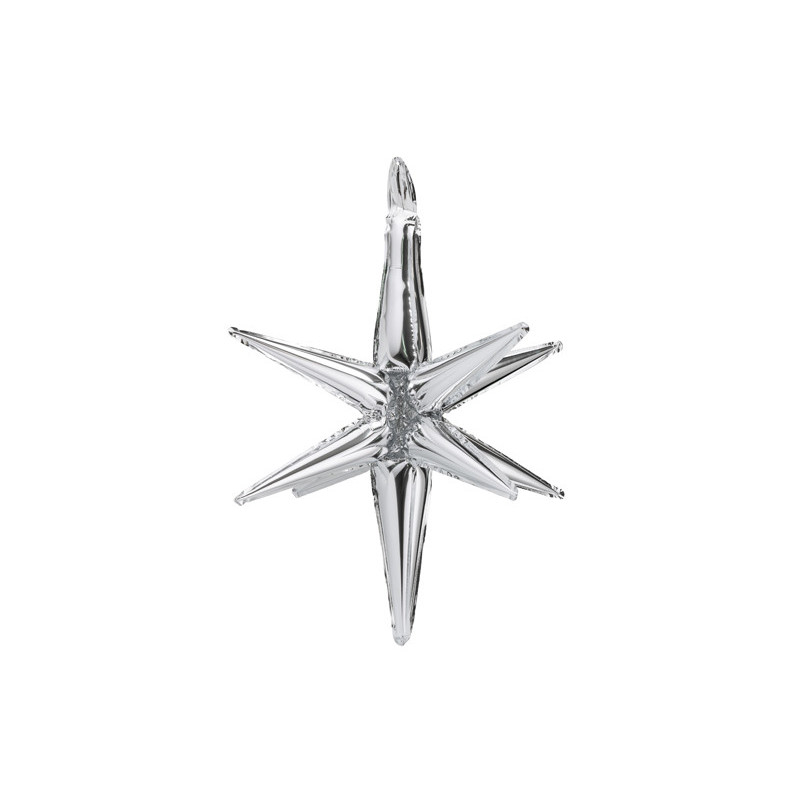 3D foil balloon Star, 70cm, silver 3D foil balloon Star, 70cm, silver