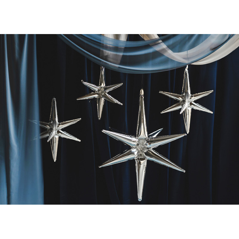 3D foil balloon Star, 70cm, silver 3D foil balloon Star, 70cm, silver